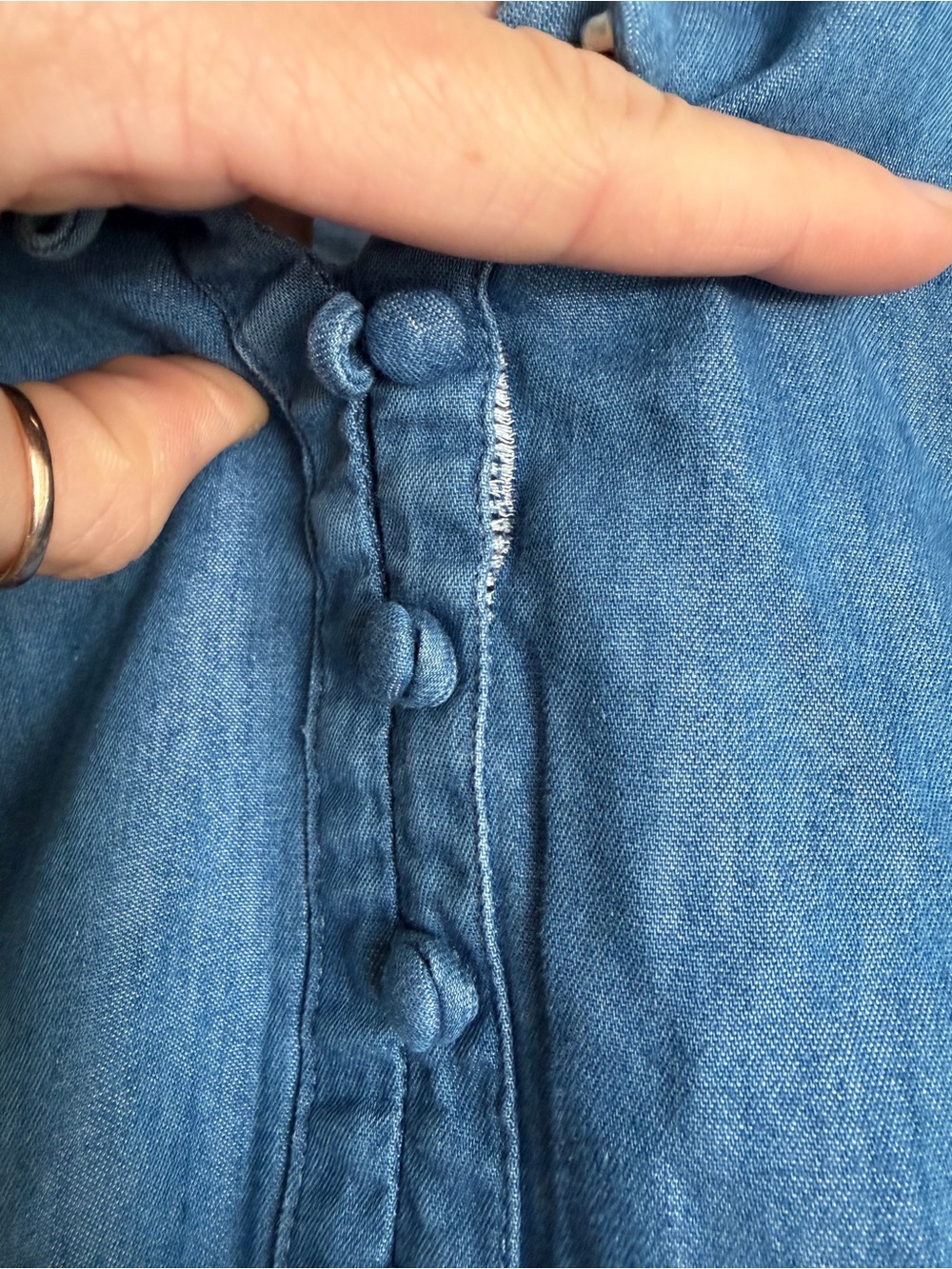 J. Jill (NWT W/ Small Flaw) Light Blue Chambray Indigo Stand Collar Top 2X - Picture 6 of 14
